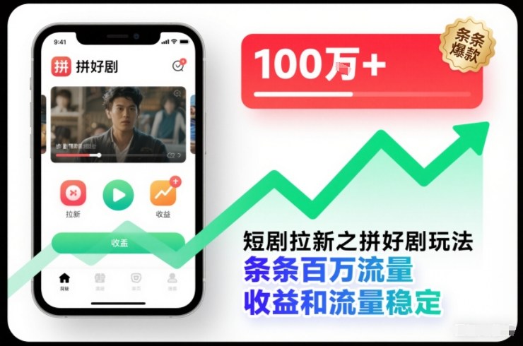 短剧拉新之拼好剧玩法，条条百万流量，收益和流量稳定-紫薇云网创合伙人