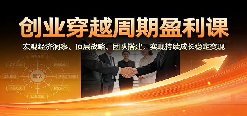 创业穿越周期盈利课:宏观经济洞察、顶层战略、团队搭建,实现持续成长稳定变现-紫薇云网创合伙人