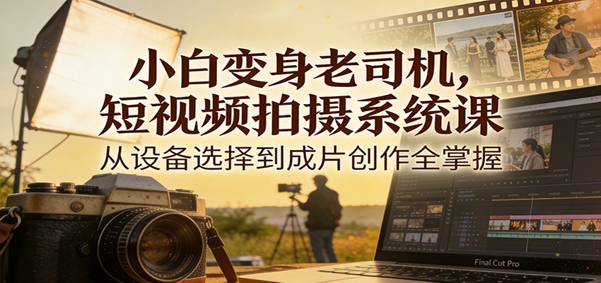 小白变身老司机，短视频拍摄系统课，从设备选择到成片创作全掌握-紫薇云网创合伙人