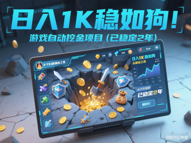 日入1K稳如狗！游戏自动挖金项目(已稳定2年)，永不失业的副业之选【揭秘】-紫薇云网创合伙人